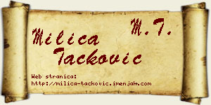 Milica Tacković vizit kartica
